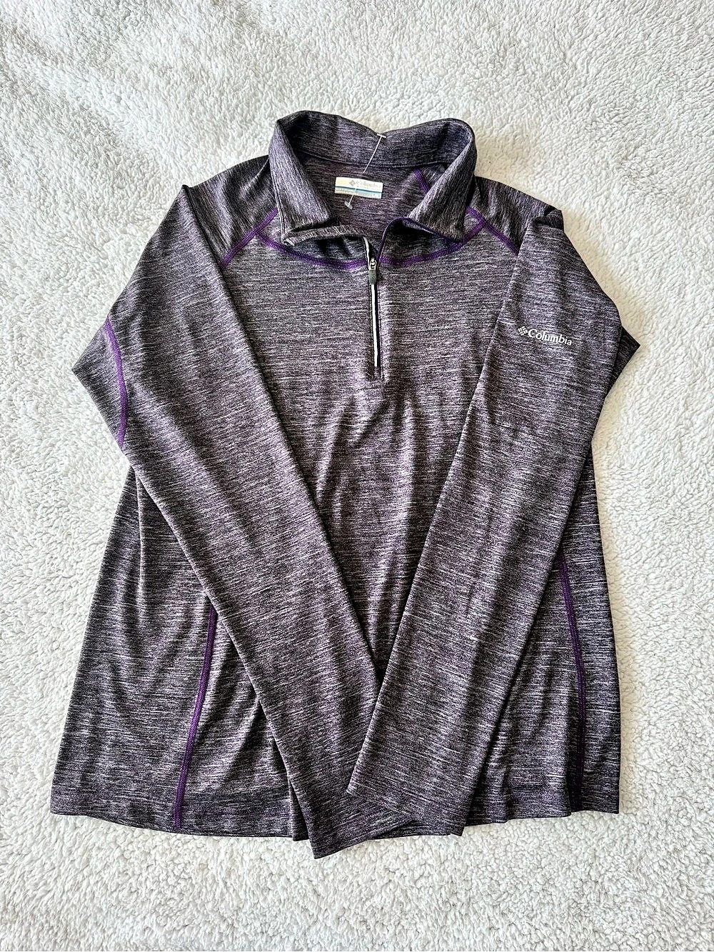 Columbia Omni-Wick Shotgun Quarter Zip Pullover Purple & Gray Large